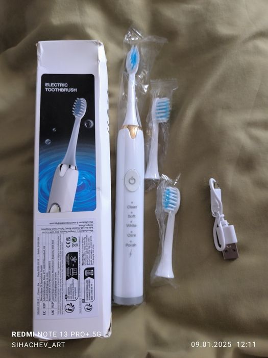 Ультразвукова електрична зубна щітка Tongwode біла