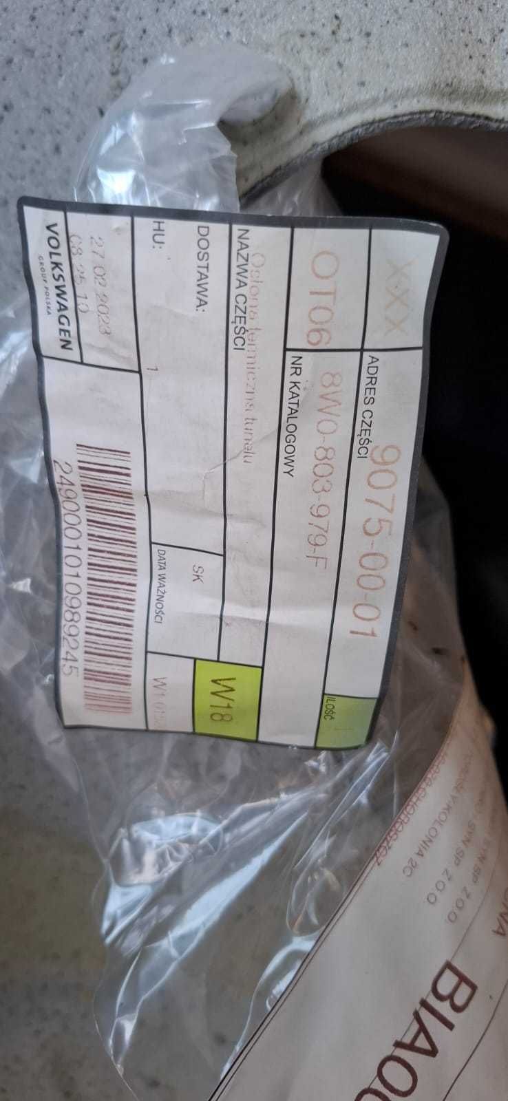 Osłona termiczna tunelu Audi A4 B9 A5 8W0.803.979F NOWA