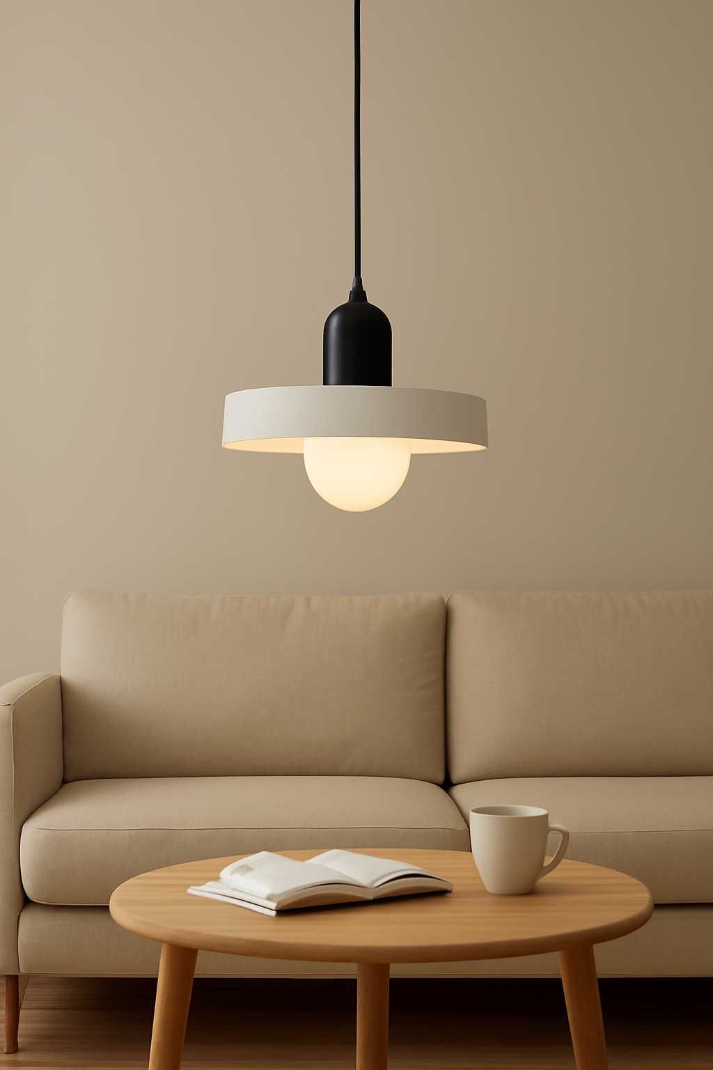 Lampa wisząca czarno-biała retro - salon, kuchnia, jadalnia