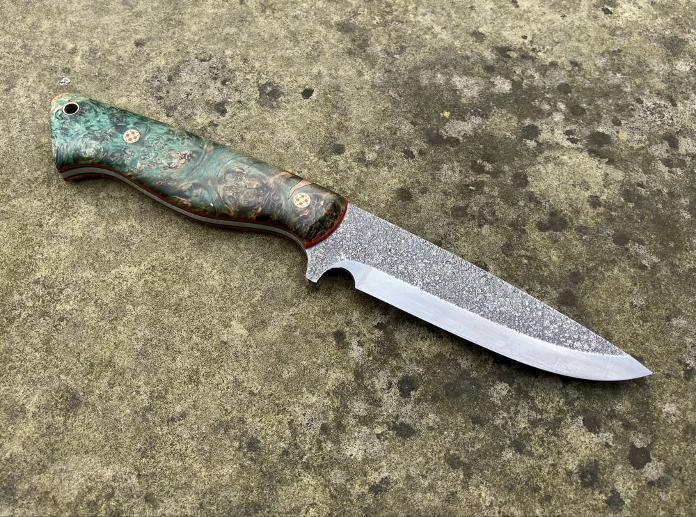 Nóż ręcznie robiony bushcraft survival stal d2 drewno handmade
