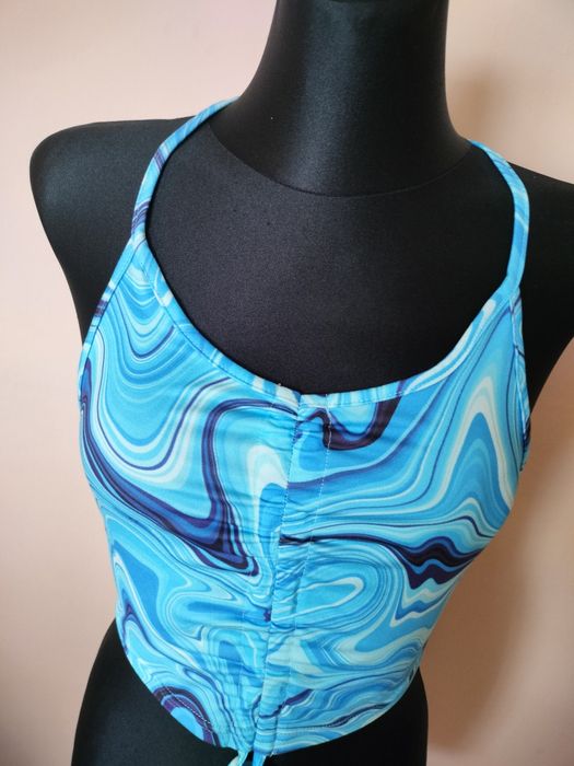 Niebieski crop top letni S