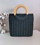Torebka z drewnianymi uchwytami Handmade
