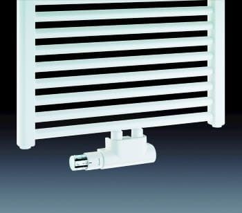 Kątowy zawór grzejnikowy biały Oventrop wraz z głowicą termostatyczną