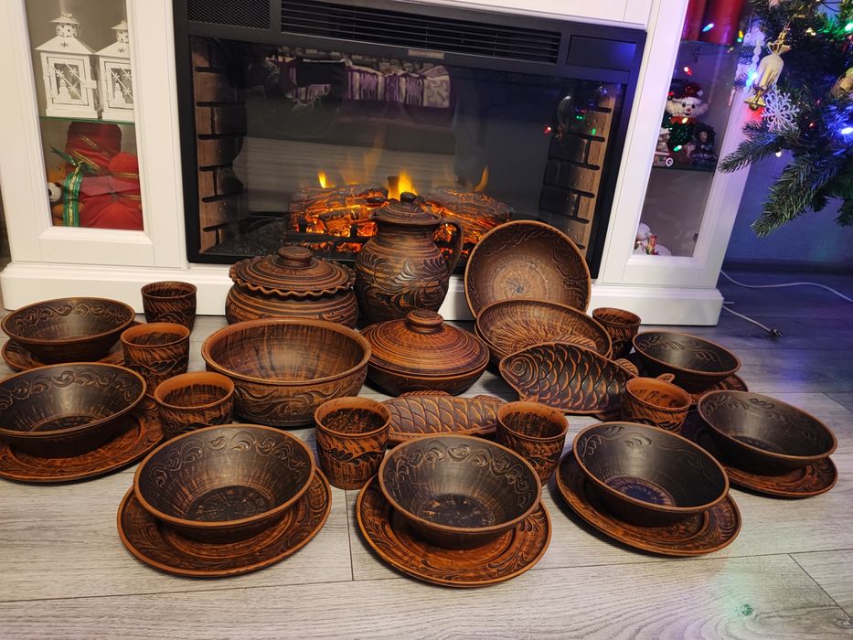 Український глиняний набір посуду/глиняний набір на Святвечір/Різдво
