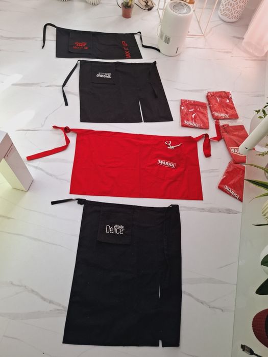 Fartuszek barmański fartuch bawełna firmowy do ogrodu gadżet imprezowy