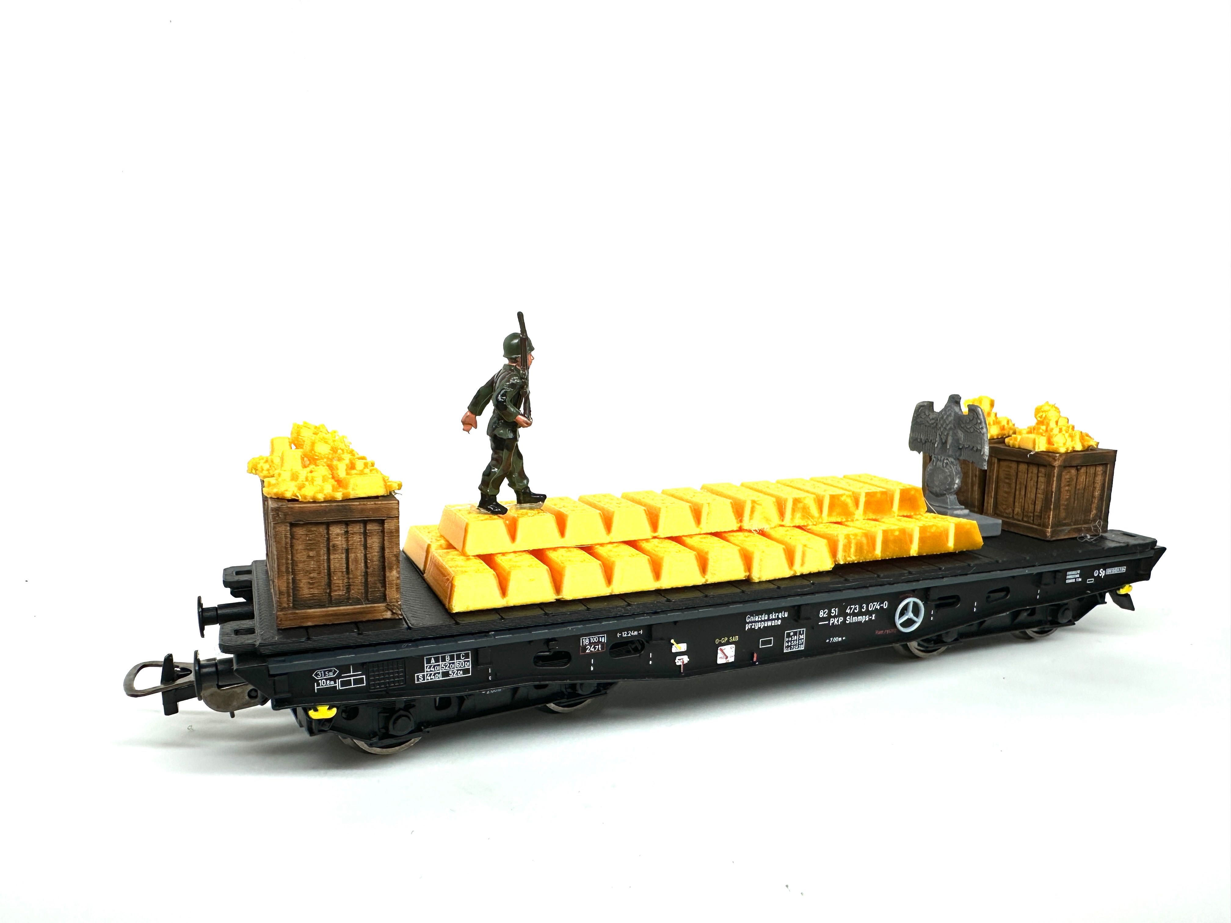 makieta diorama Złoty Pociąg platformy na wagony Piko H0 1:87