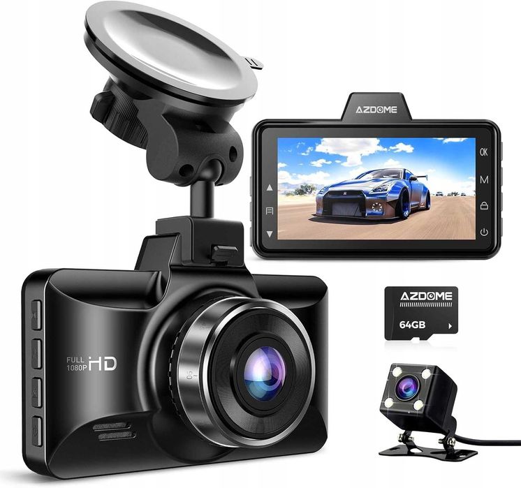AZDOME M01 PRO 3" Lusterko Kamera Cofania Przód Tył 4K ULTRA HD 128GB