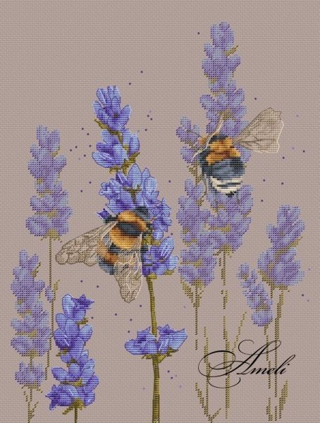 Набір для вишивки (набор для вышивки) Джмелі в лаванді