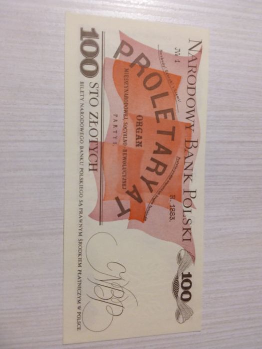 Banknot kolekcjonerski 100 zl Warynski 1988 seria PZ Radar