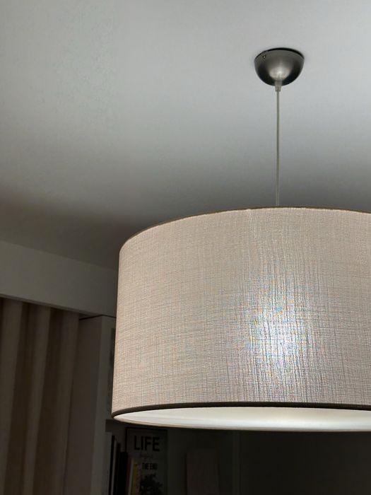 Candeeiro quarto tecido rosa claro