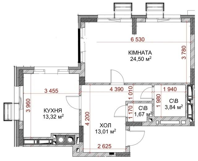 Без %, Riverside, 1к, 56м2, Приозерна, Паркова, Погреби