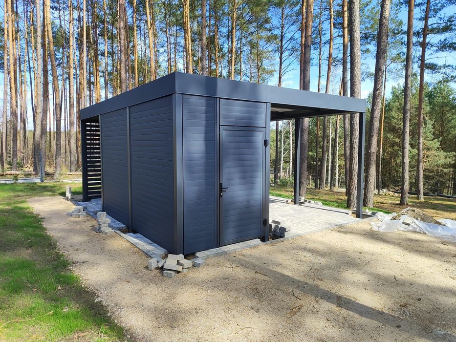 Nowoczesna wiata garażowa, carport