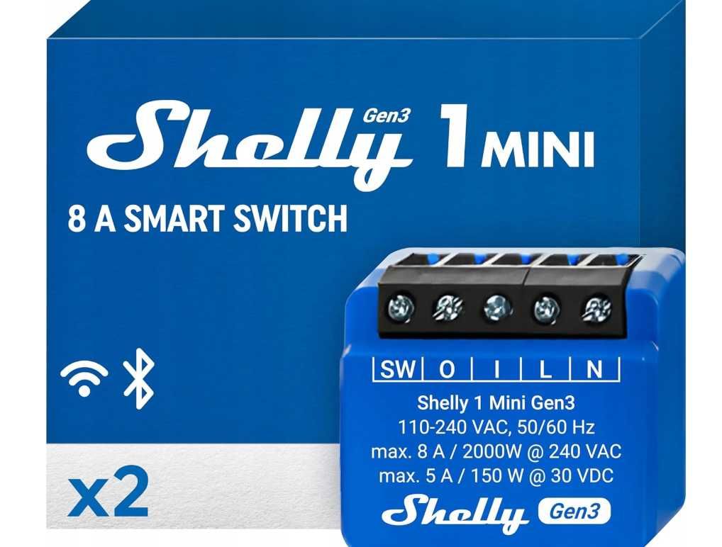 Przełącznik przekaźnik inteligentny Shelly 1 mini GEN3 smart WiFi 2 x