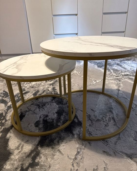 Stoliki kawowe boczne glamour złote stolik kawowy i boczny złote dwa