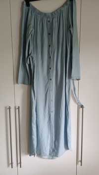 Długa niebieska sukienka a'la jeans lekki bawełniany materiał 40 / 42