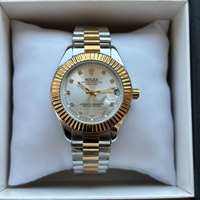Жіночий механічний годинник на браслеті Rolex комбінованого кольору