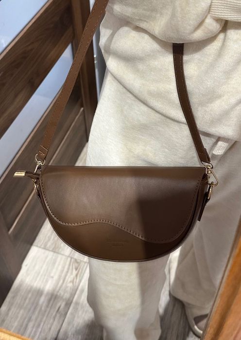 Torba damska na ramie Saddle bag Czekoladowa