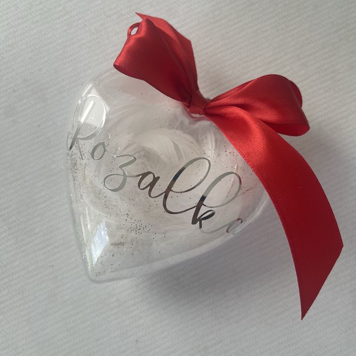 Bombki z inicjałem, imieniem, napisem okrągłe i serca