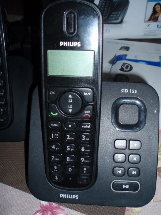 Telefon bezprzewodowy 2 słuchawki stacjonarny PHILIPS CD155 sekretarka