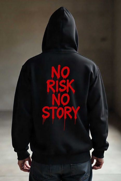 Męska Czarna Bluza M No Risk No Story