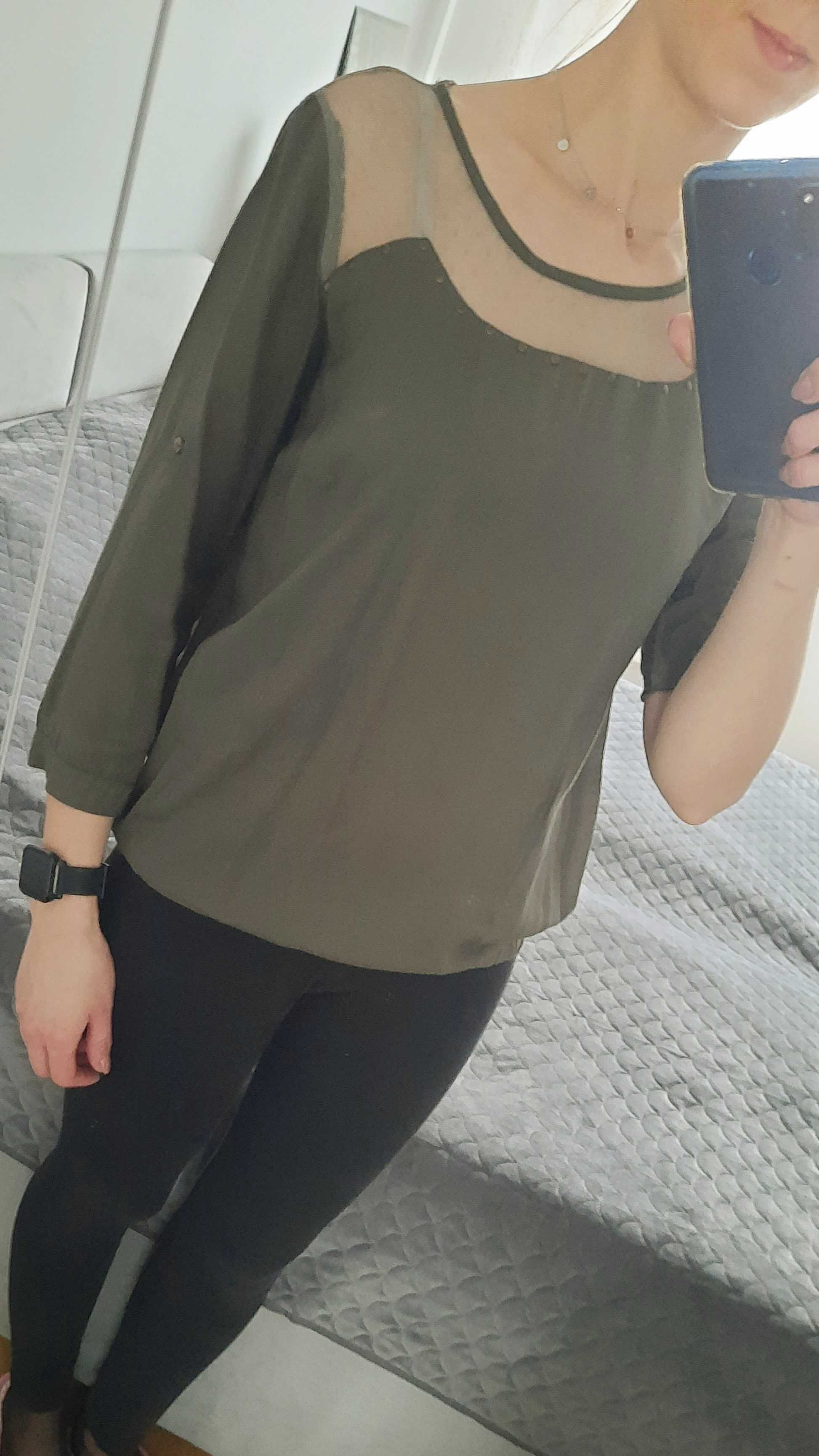 Luźna bluzka RESERVED r. S / 36, kolor khaki/oliwkowy