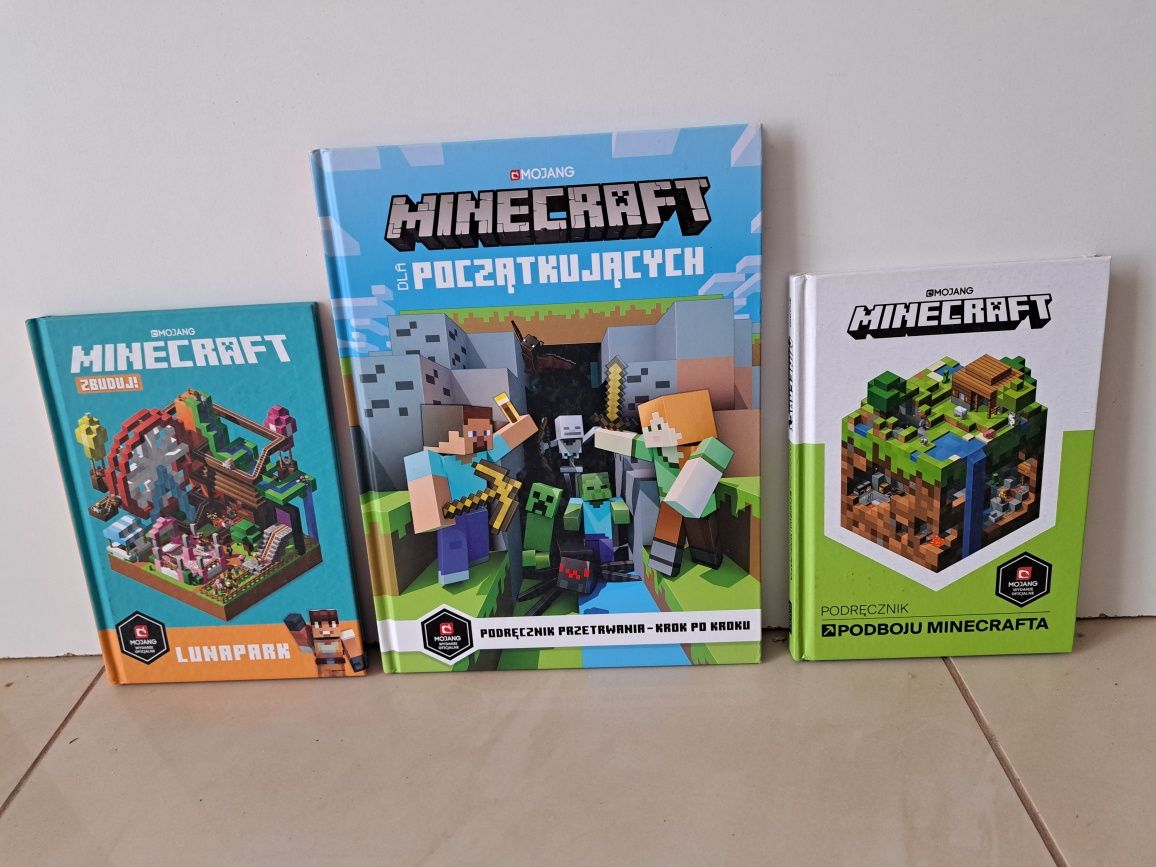 3 książki Minecraft lunapark, dla początkujących, podbój