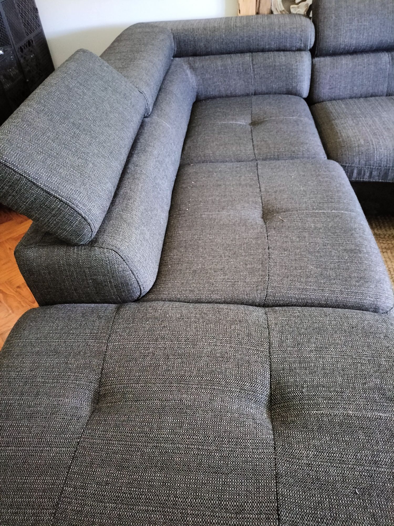 Sofá de canto ou chaise longue tecido castanho