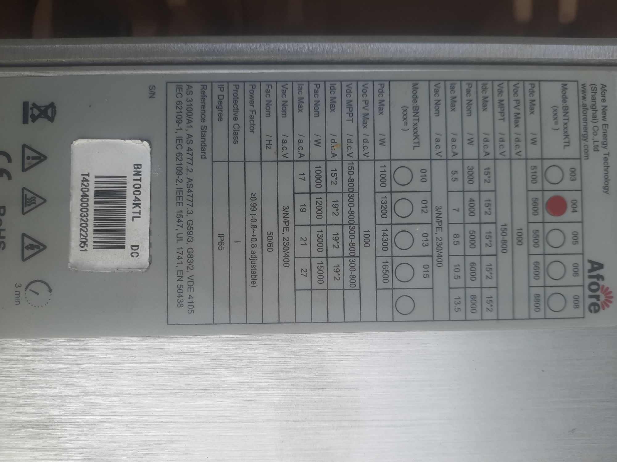 Falownik używany Afore BNT004KTL 4 kWh