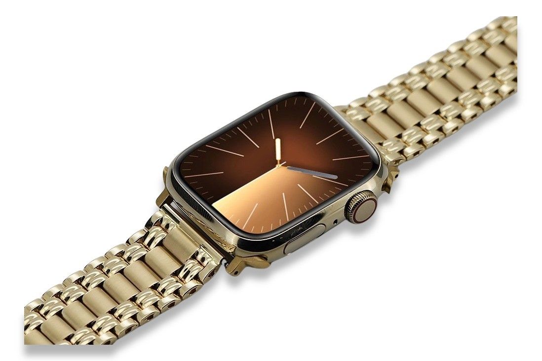 Złoty zegarek Apple watch z 14k złotą bransoletą MRMU3QPA&mbw012y Waw
