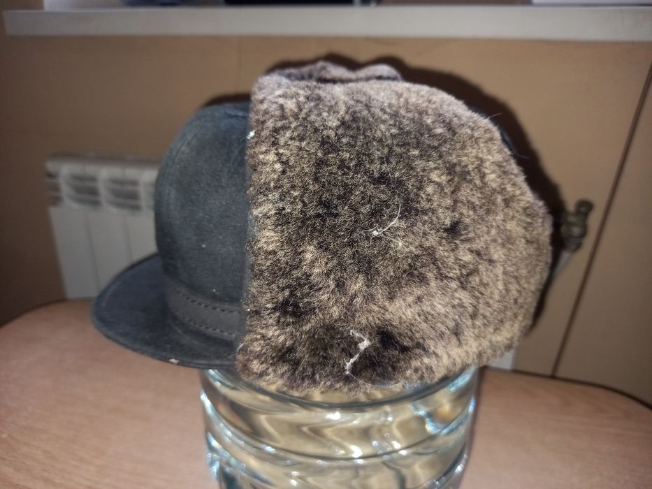 Шапка мужская натуральная кожа и мех. 55...56 размер.