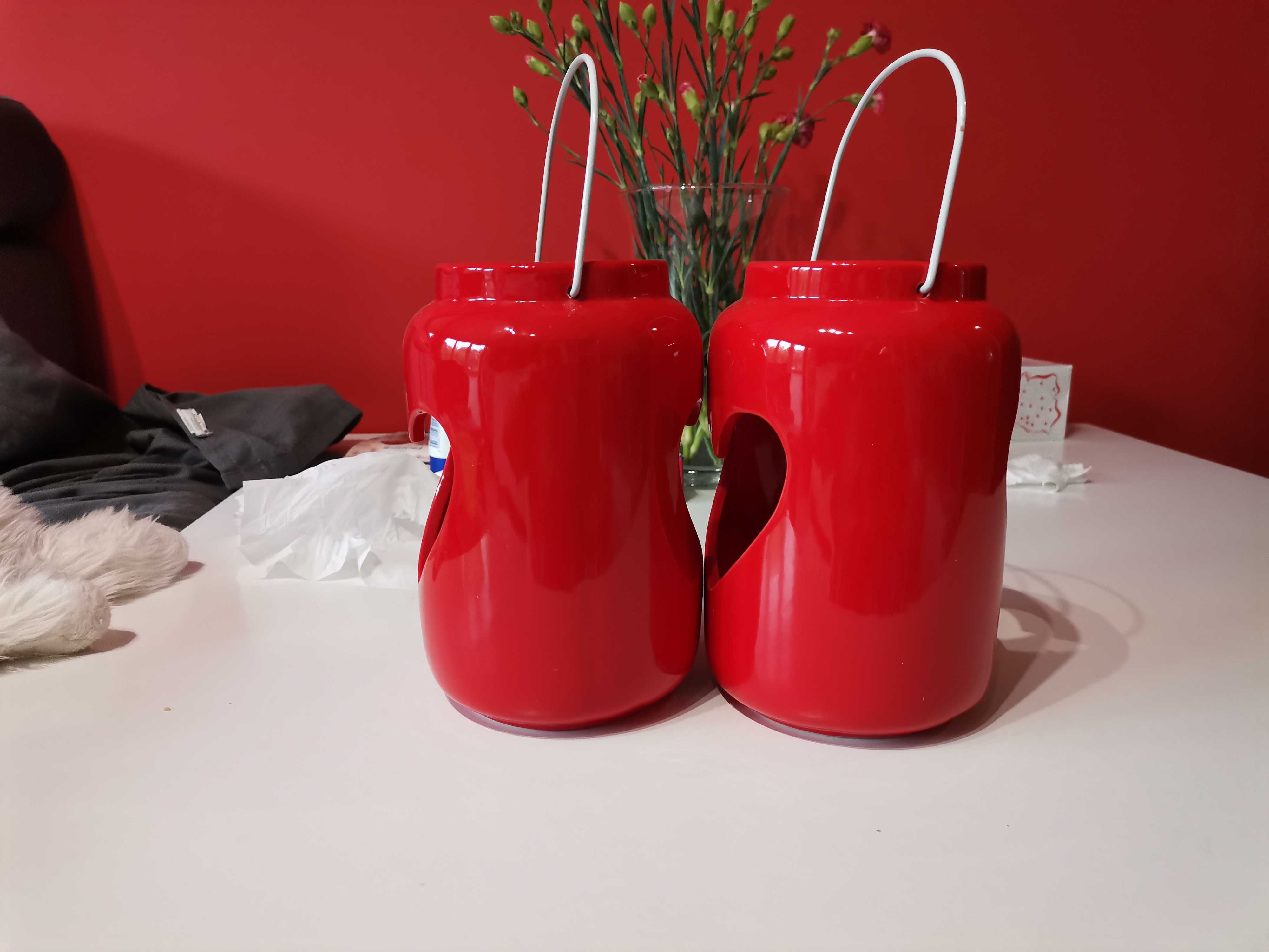 Lampion latarnia czerwona z serduszkiem ceramiczna