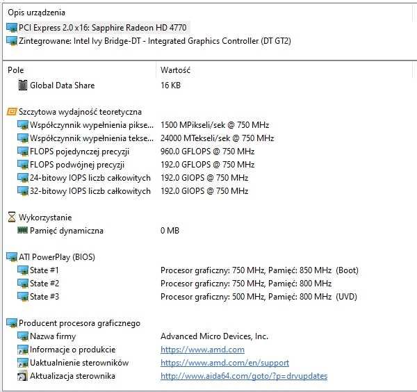 Karta graficzna Ati Radeon HD4770 pamięć 512MB 2x DVI