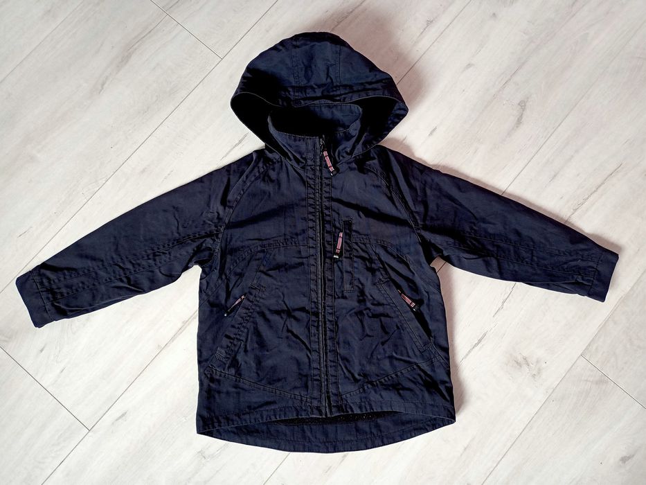 Płaszcz 116 chłopięcy kurtka czarna elegancka Next zestaw kamizelka TC