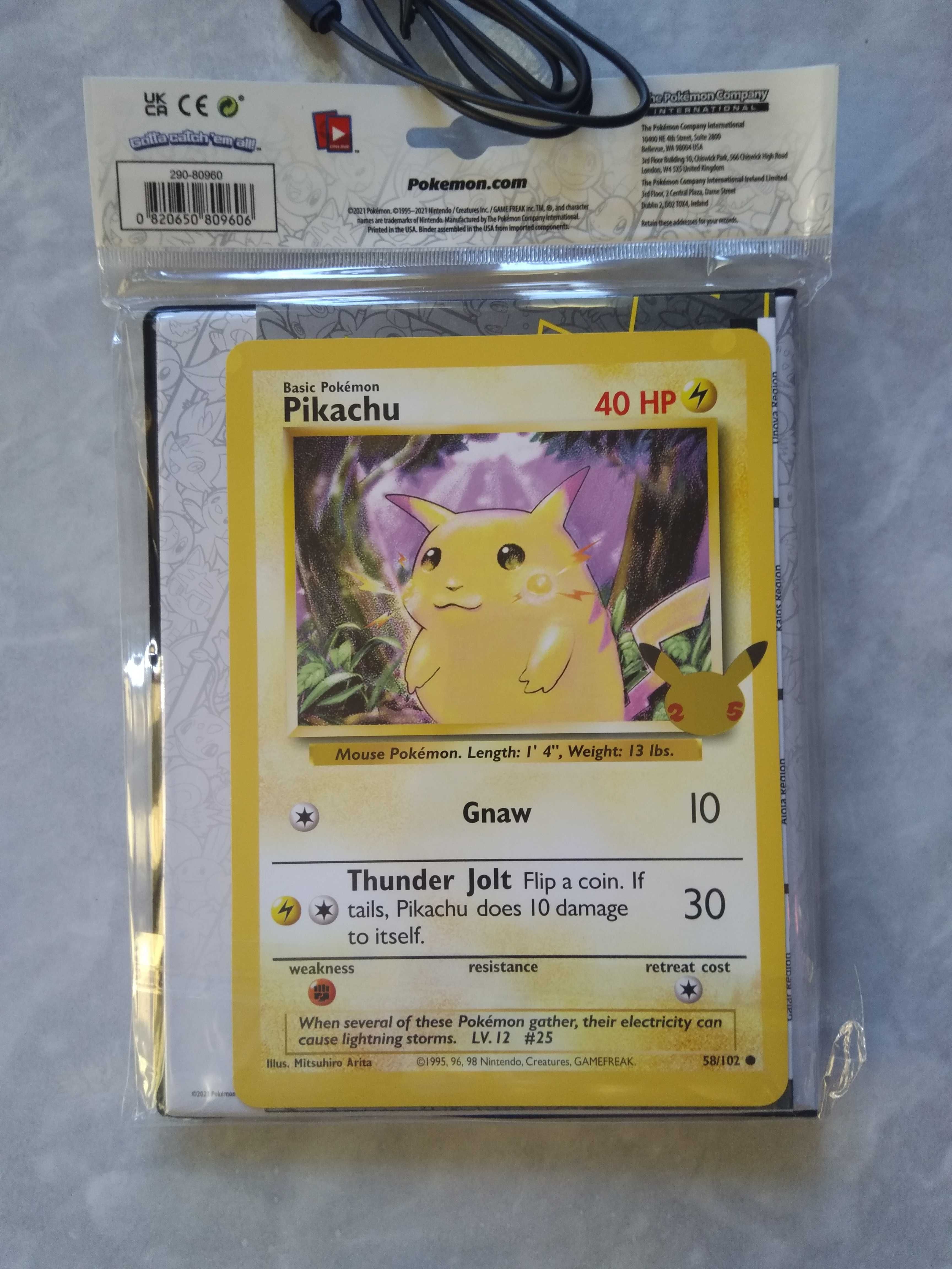 Carta Pokemon Pikachu Base Set + Álbum Jumbo