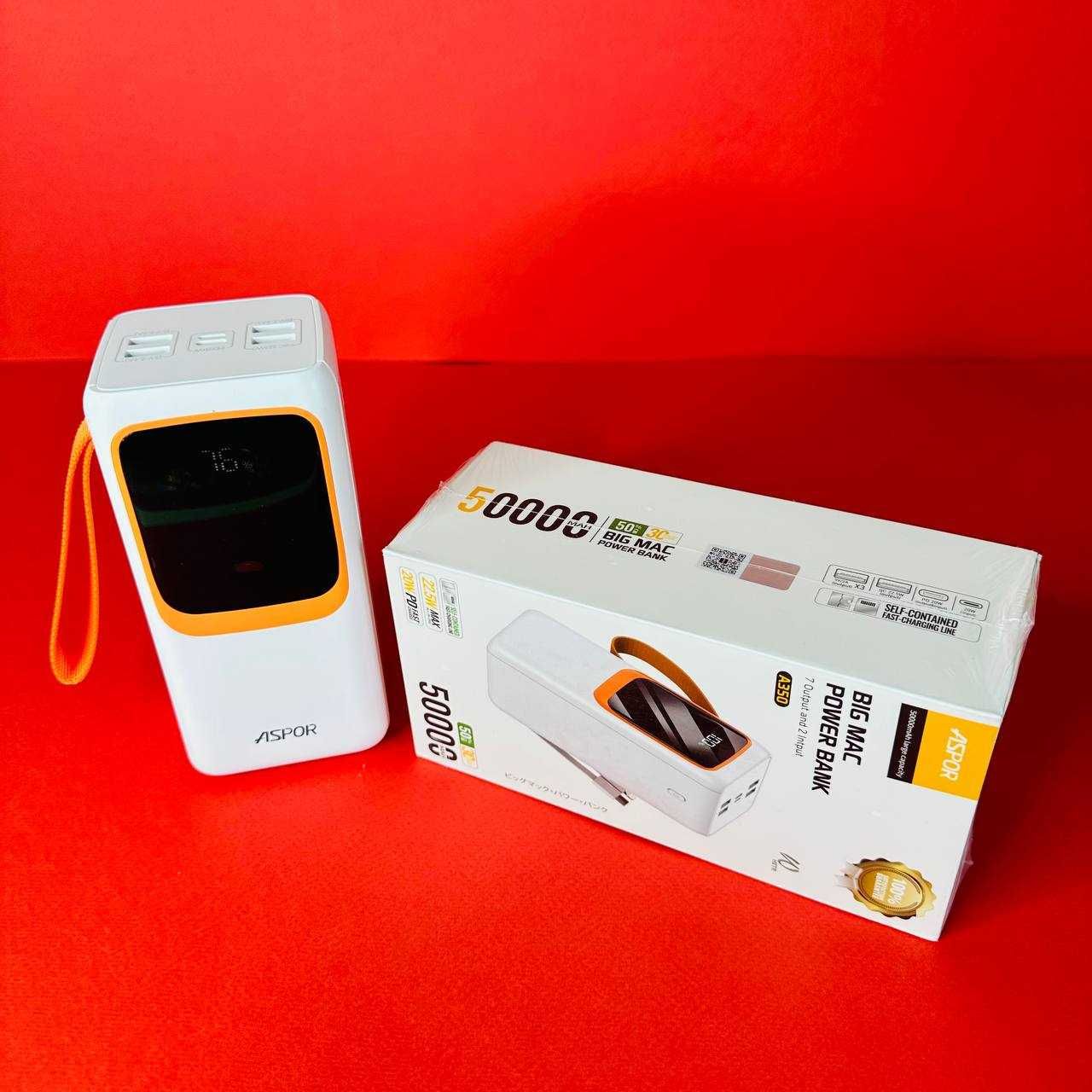 Power bank Aspor A350 50000 mAh White Original Реальна емкість