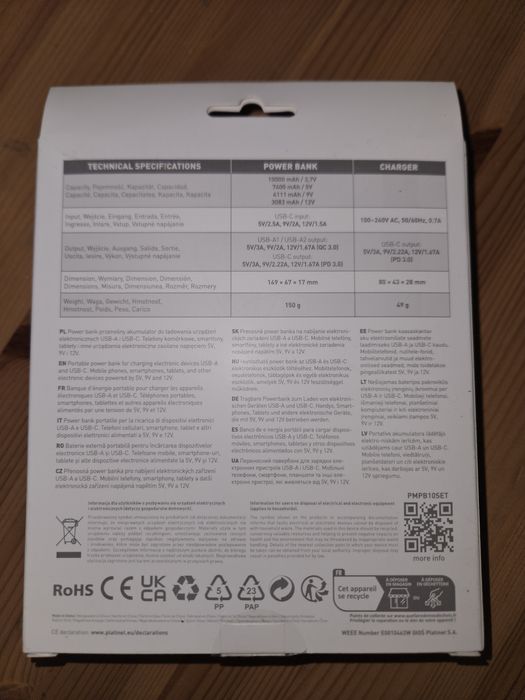 Nowy Powerbank PD 3.0 10000mAh + ładowarka PD 20W + kabel USB C