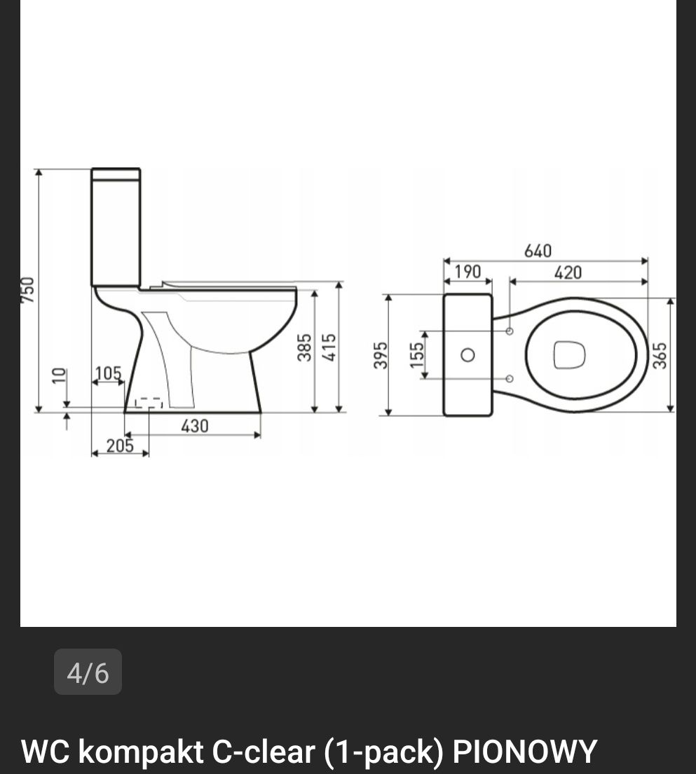 WC kompakt łazienkowy C-clear z deską. Nowy.
