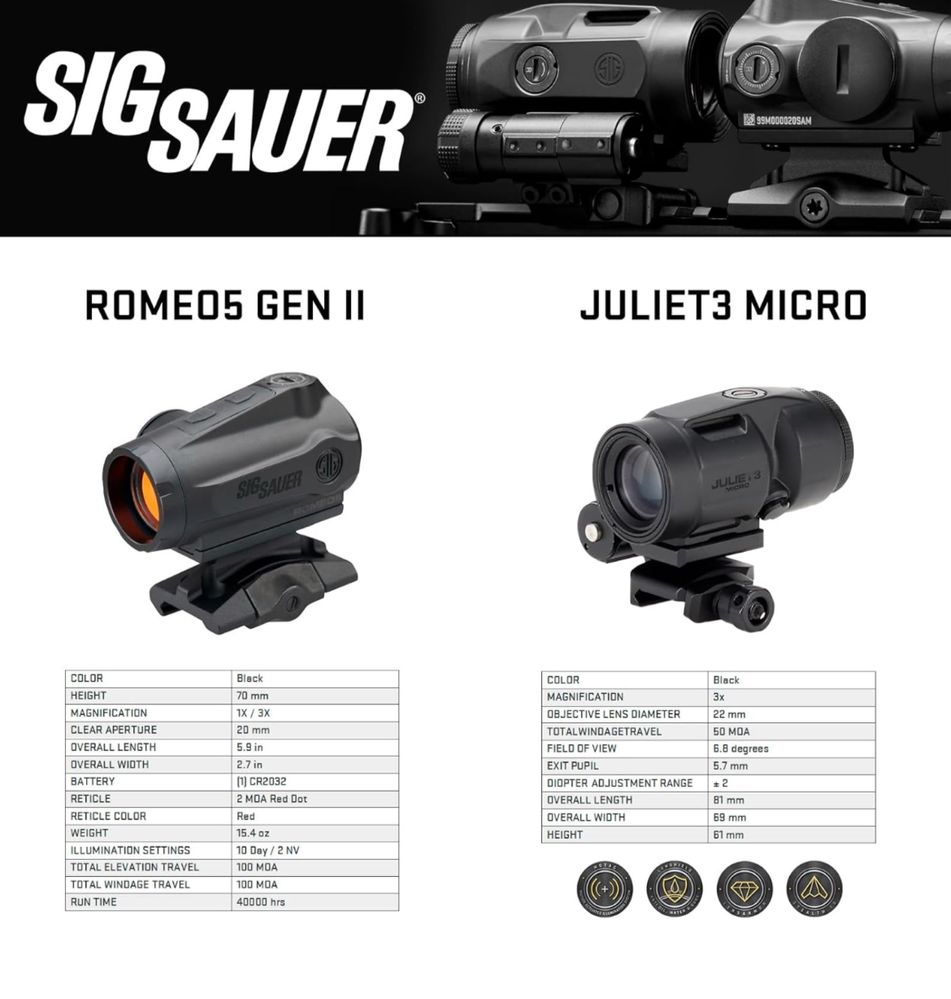 Спарка каліматор та магніфер Sig Sauer Romeo5 gen 2 and Juliet3x