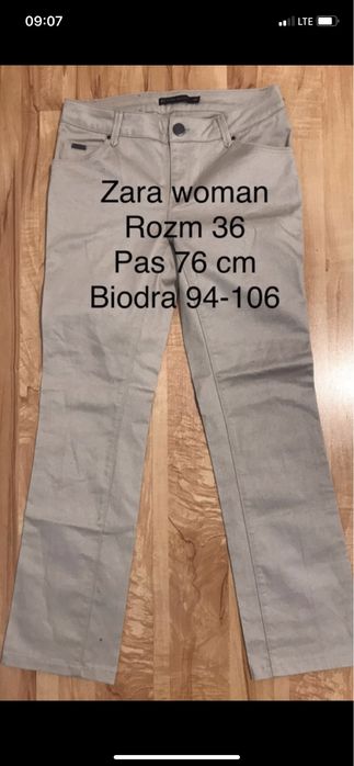 Zara woman spodnie damskie 36 beżowe diamenciki jeansy