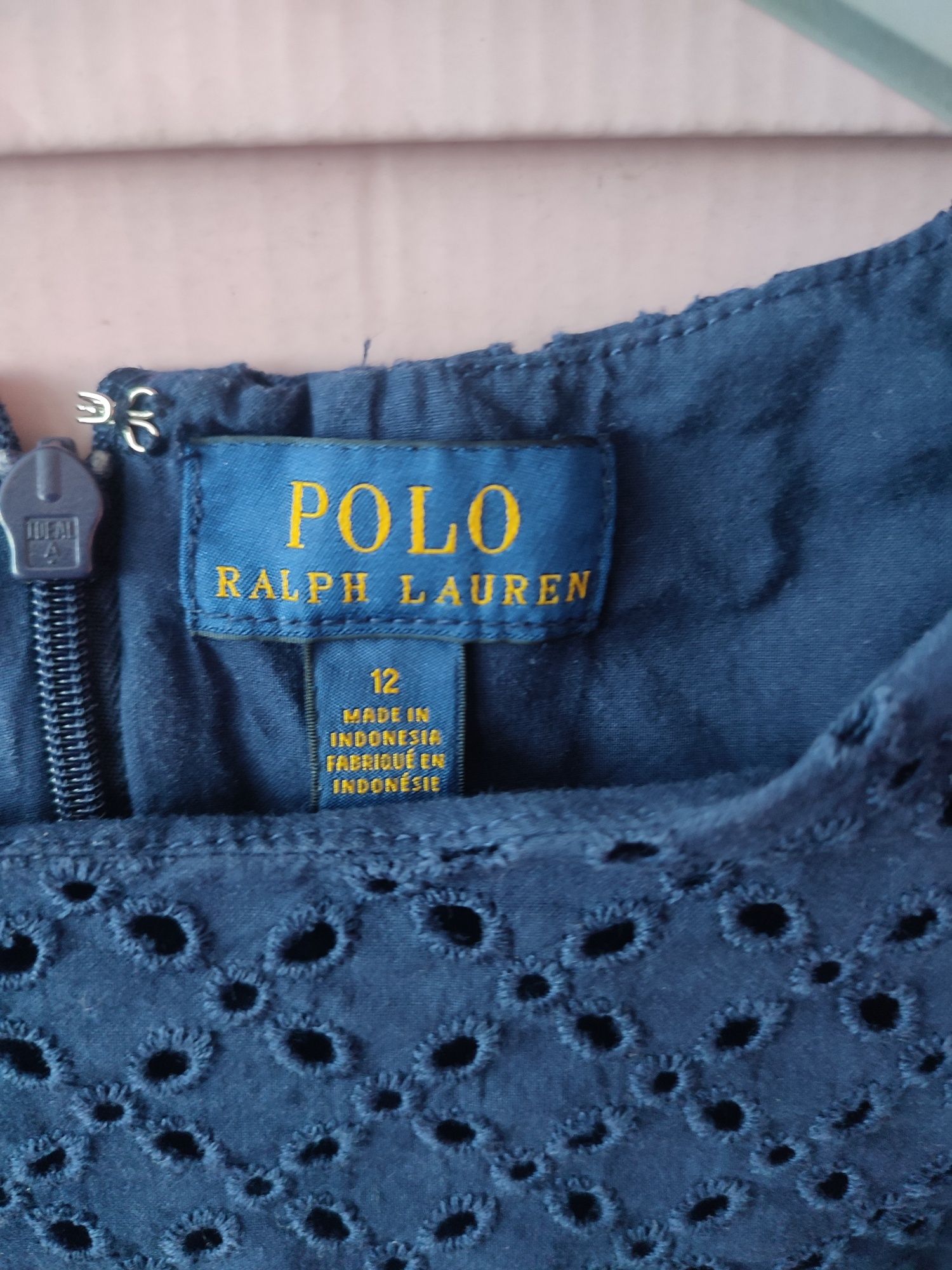 Ralph Lauren sukienka ażurowa granatowa 12 lat