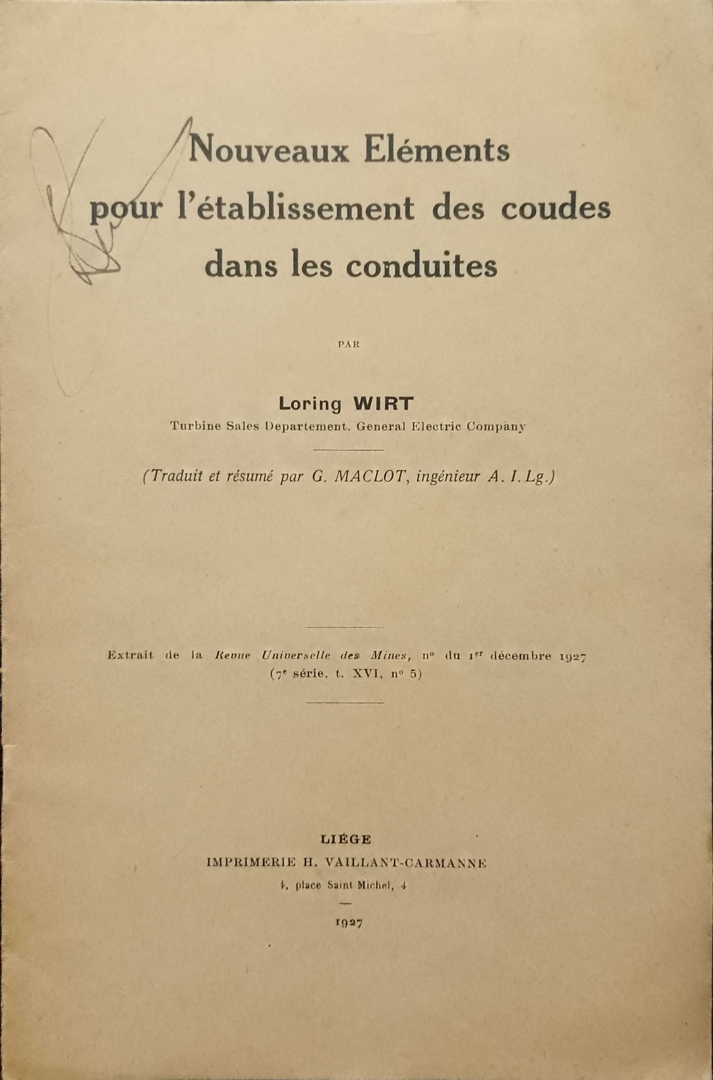 Noveaus Eléments pour l'établissement des coudes dans les conduites