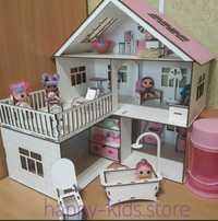 Ляльковий будиночок для ляльок ЛОЛ та інших + меблі 20 одиниць