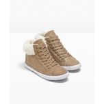 BONPRIX Buty Wygodne Skórzane Sneakersy Sznurowane z Kożuszkiem 36