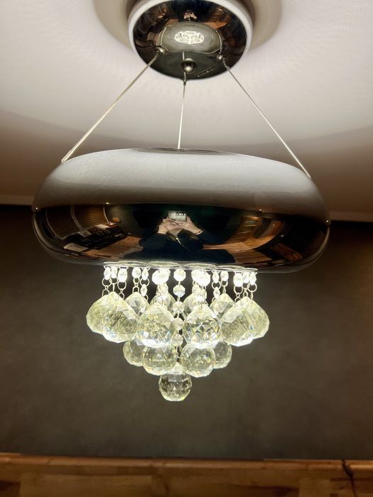 Lampa wisząca sufitowa żyrandol glamour kryształy srebrna