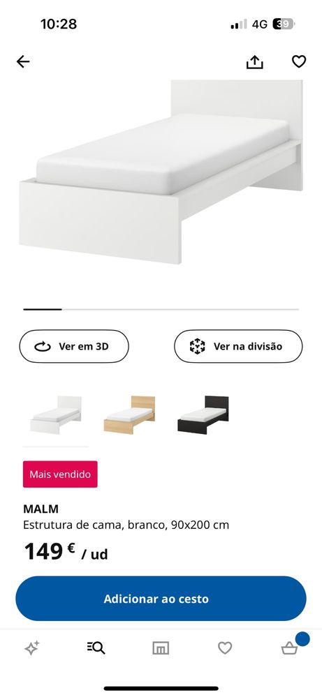 Cama Malm Ikea 90x200