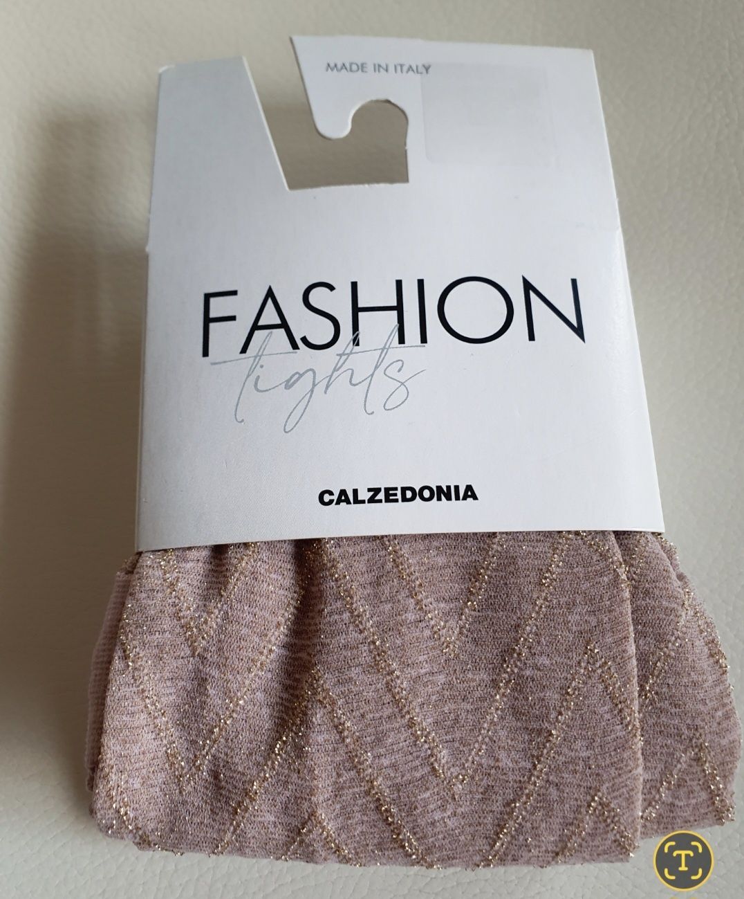Rajstopy Calzedonia s/m rosa pudrowe różowe złote jodełka 20 den