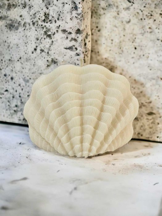 Dekoracyjna świeca sojowa, bezzapachowa WAVE SHELL