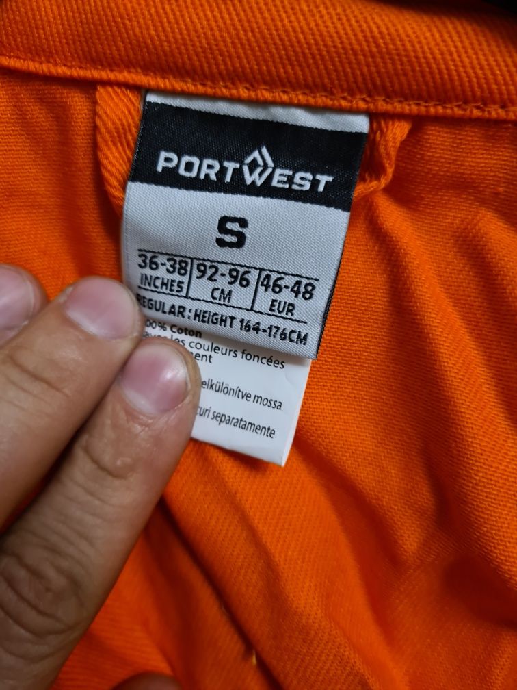Portwest C811 Bawelniany Kombinezon, Regularny, Rozmiar S, Pomaranczow