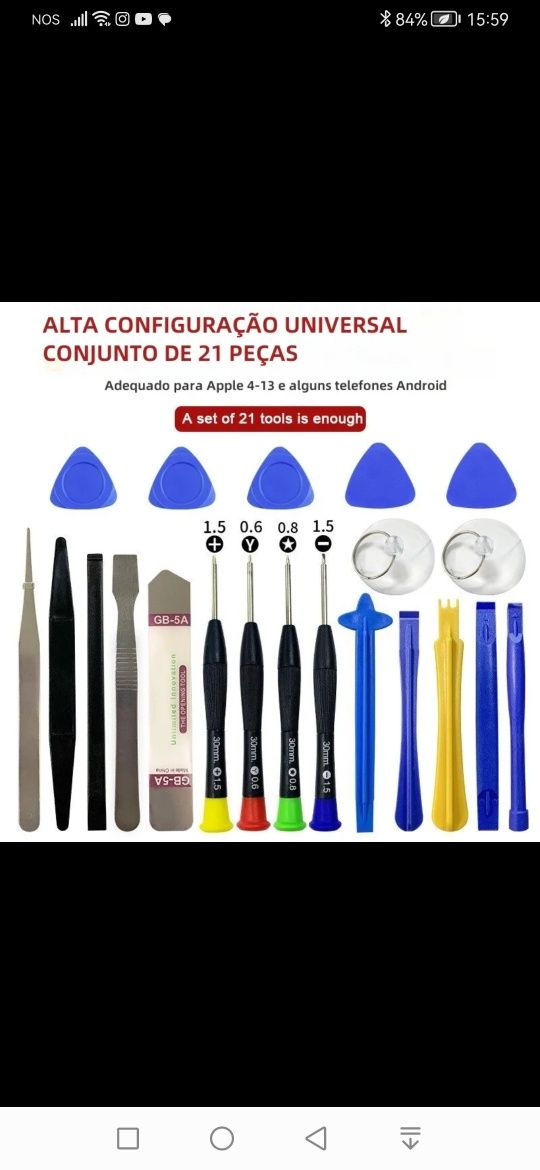 Kit de chaves para reparação de telemóveis