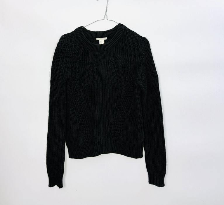 Czarny fakturowany sweter S 36 H&M